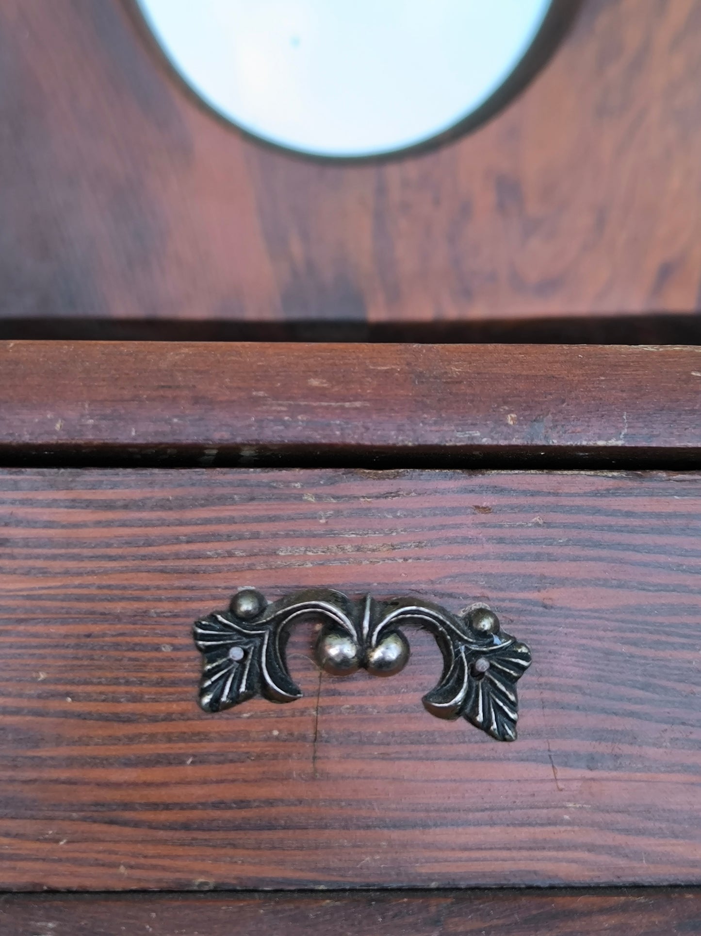 Vintage Wooden Vanity Mirror with Drawer, Wooden Dressing Table Piece