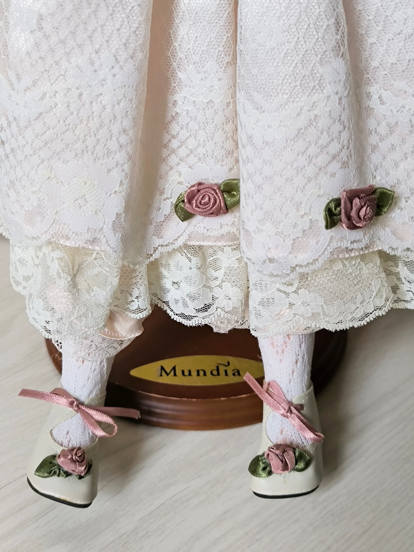 Vintage Large Porcelain Doll 60 cm with Floral Headpiece, Luxury Gift or Elegant Home Decorr