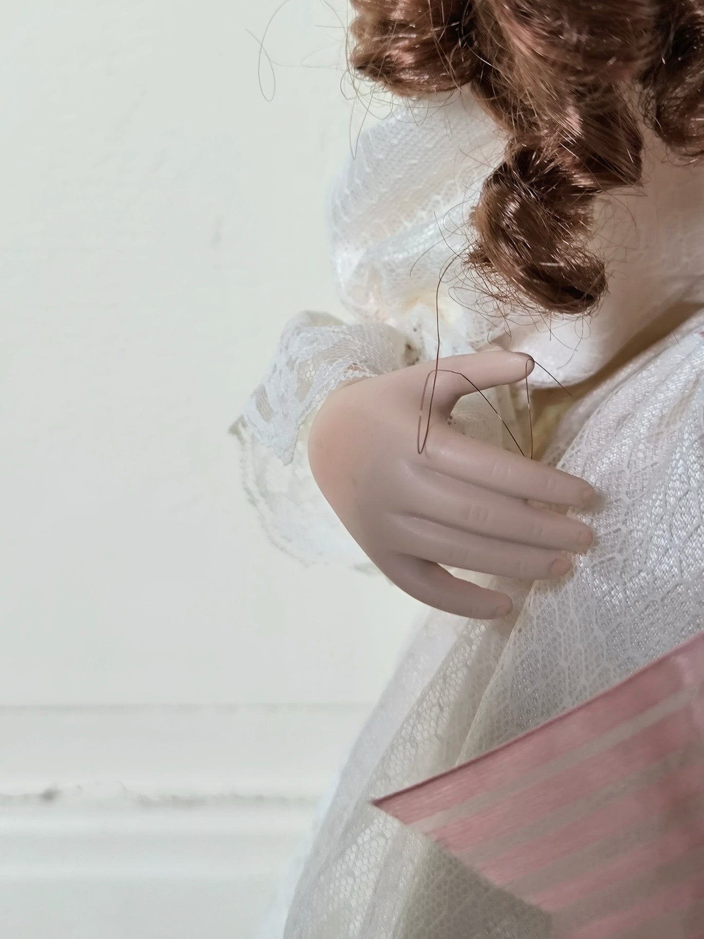 Vintage Large Porcelain Doll 60 cm with Floral Headpiece, Luxury Gift or Elegant Home Decorr