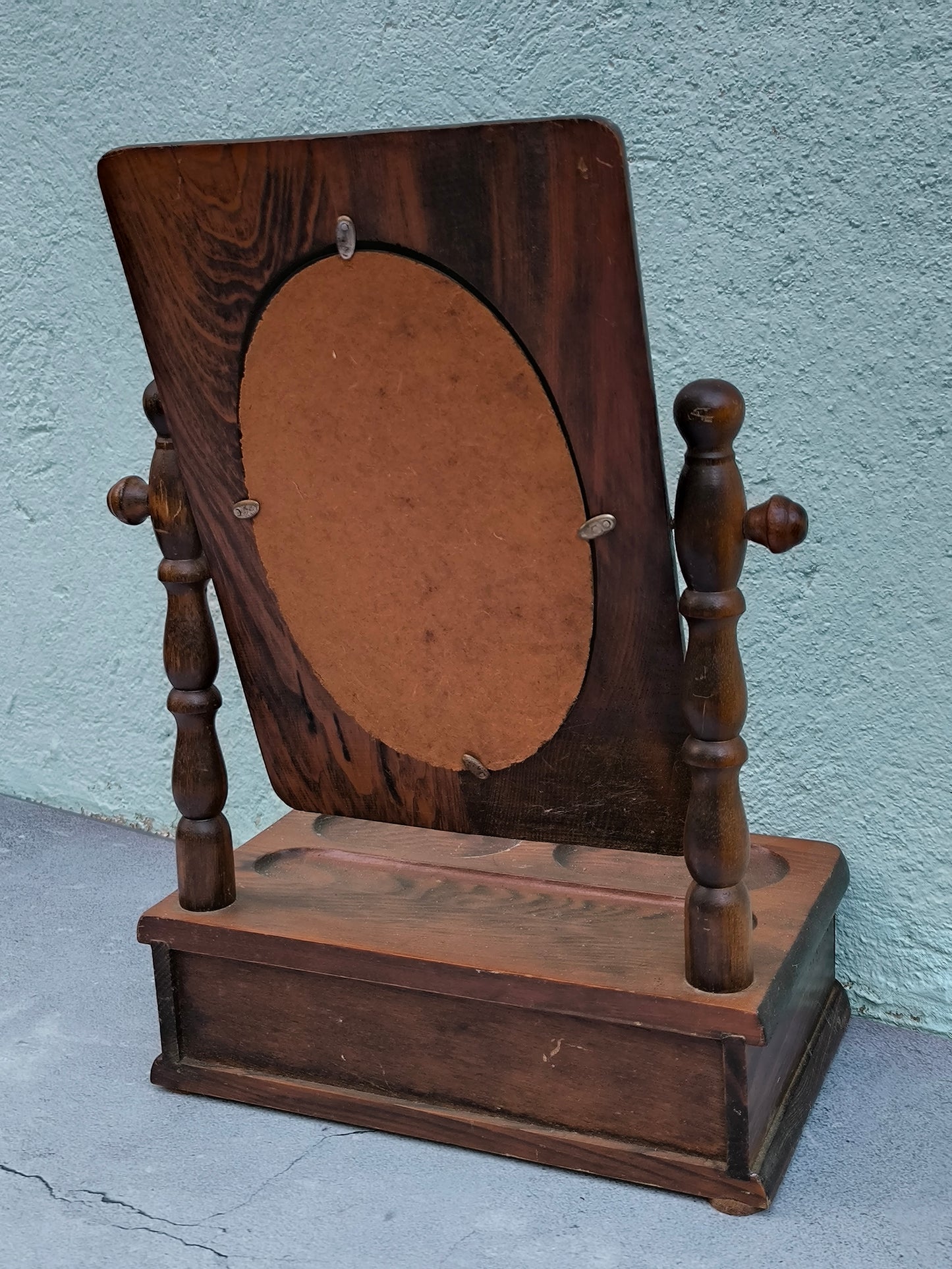 Vintage Wooden Vanity Mirror with Drawer, Wooden Dressing Table Piece