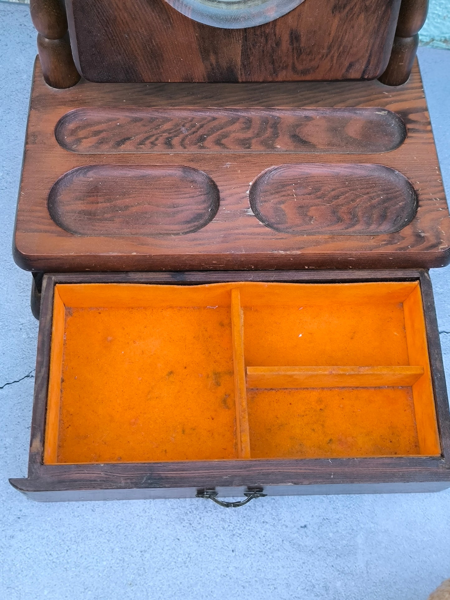 Vintage Wooden Vanity Mirror with Drawer, Wooden Dressing Table Piece