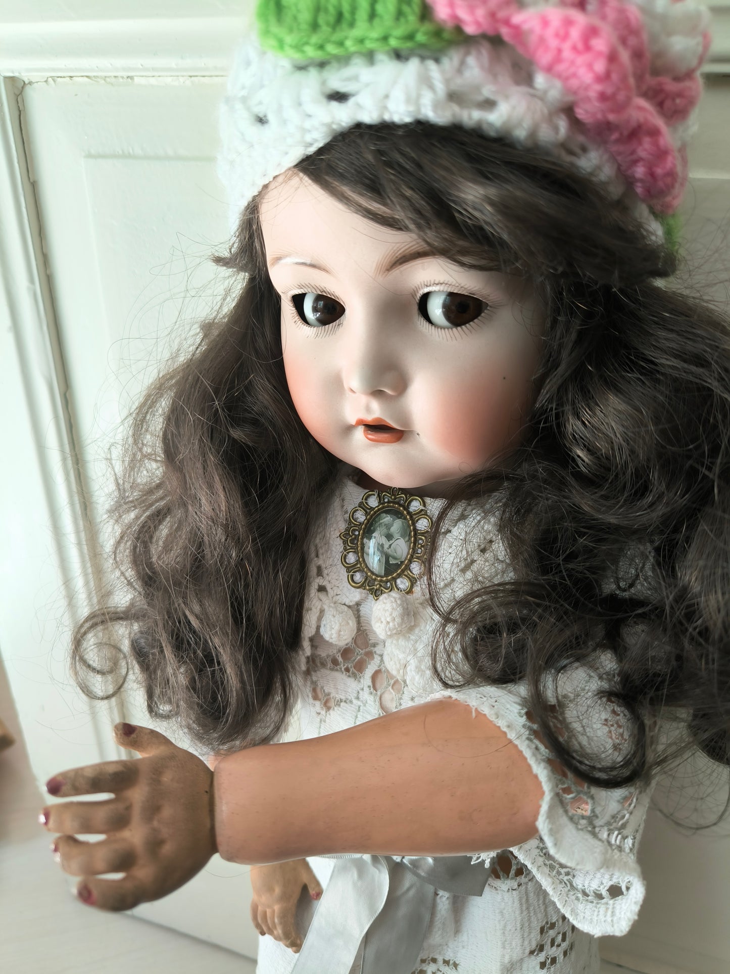 Kämmer & Reinhardt / Simon & Halbig 117N Poupée rare aux yeux espiègles, Bisque allemande ancienne, vers 1901–1910, 70 cm