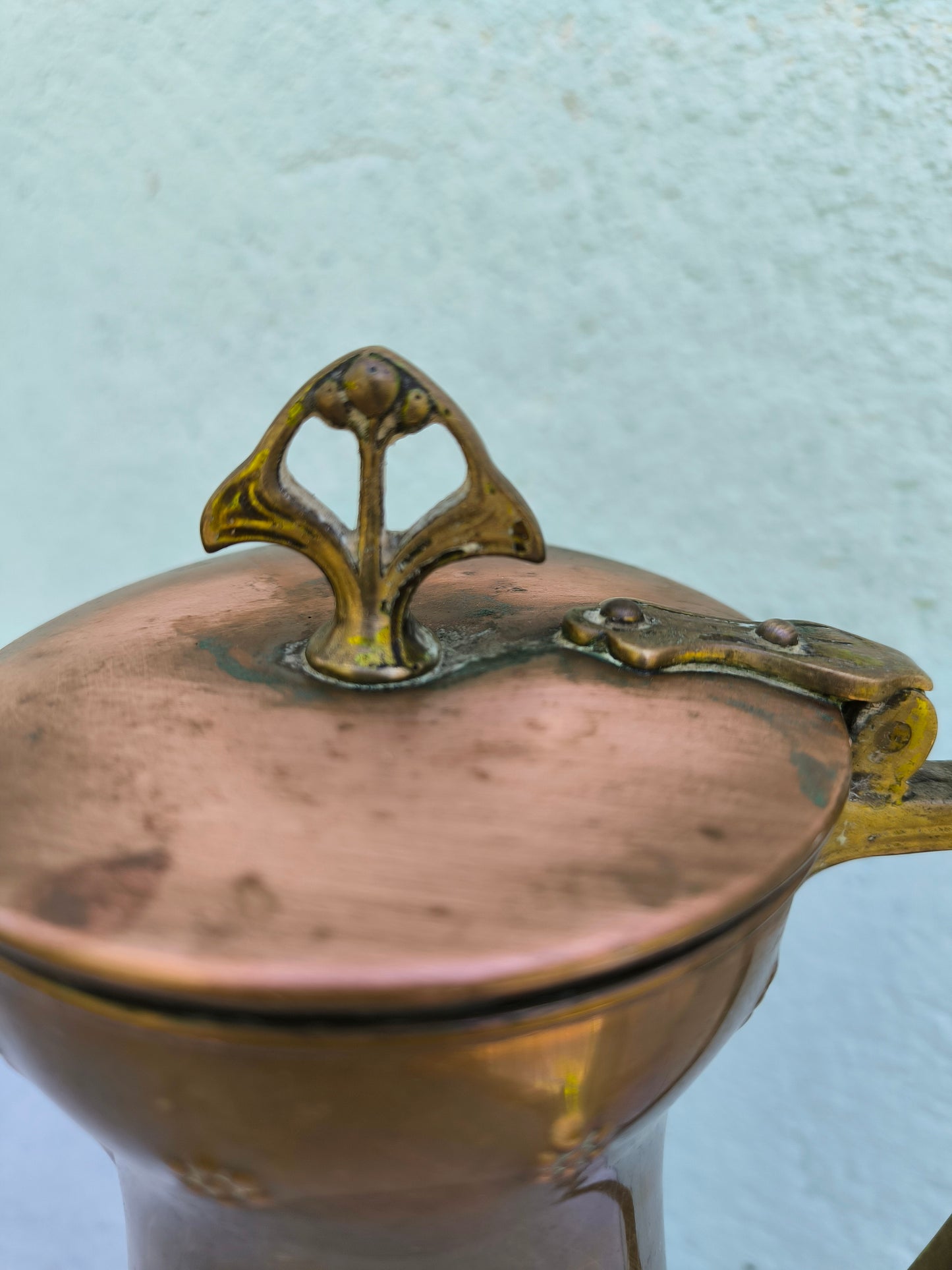 Antique Art Nouveau Jug WMF Germany c.1900-1910, Jugendstil Large Copper Brass Pitcher