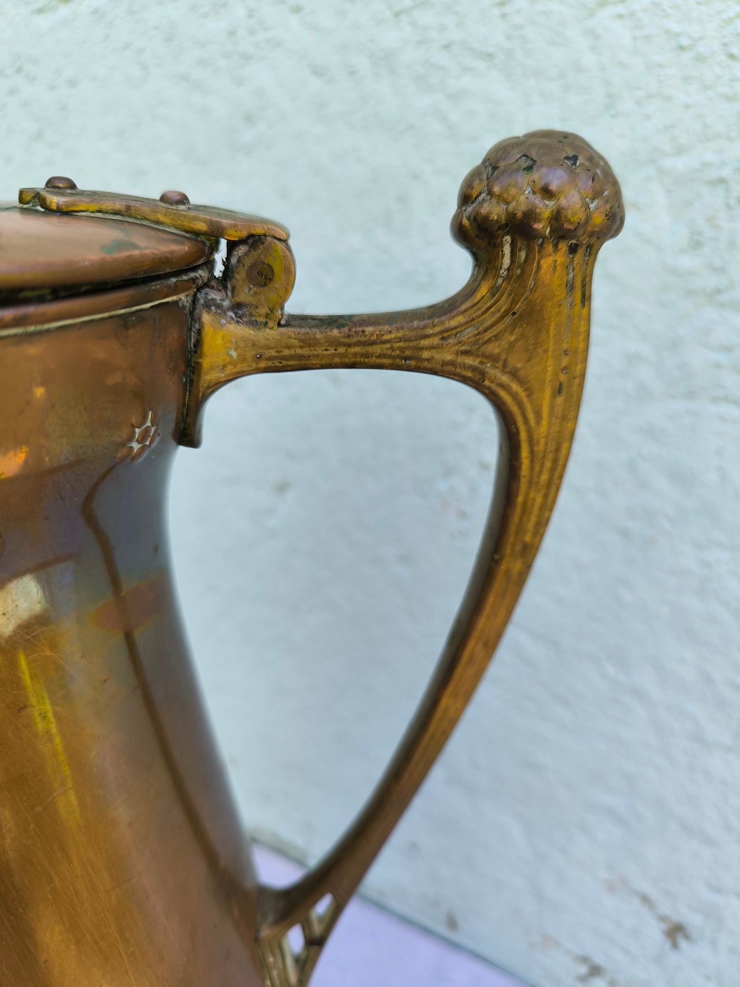 Antique Art Nouveau Jug WMF Germany c.1900-1910, Jugendstil Large Copper Brass Pitcher