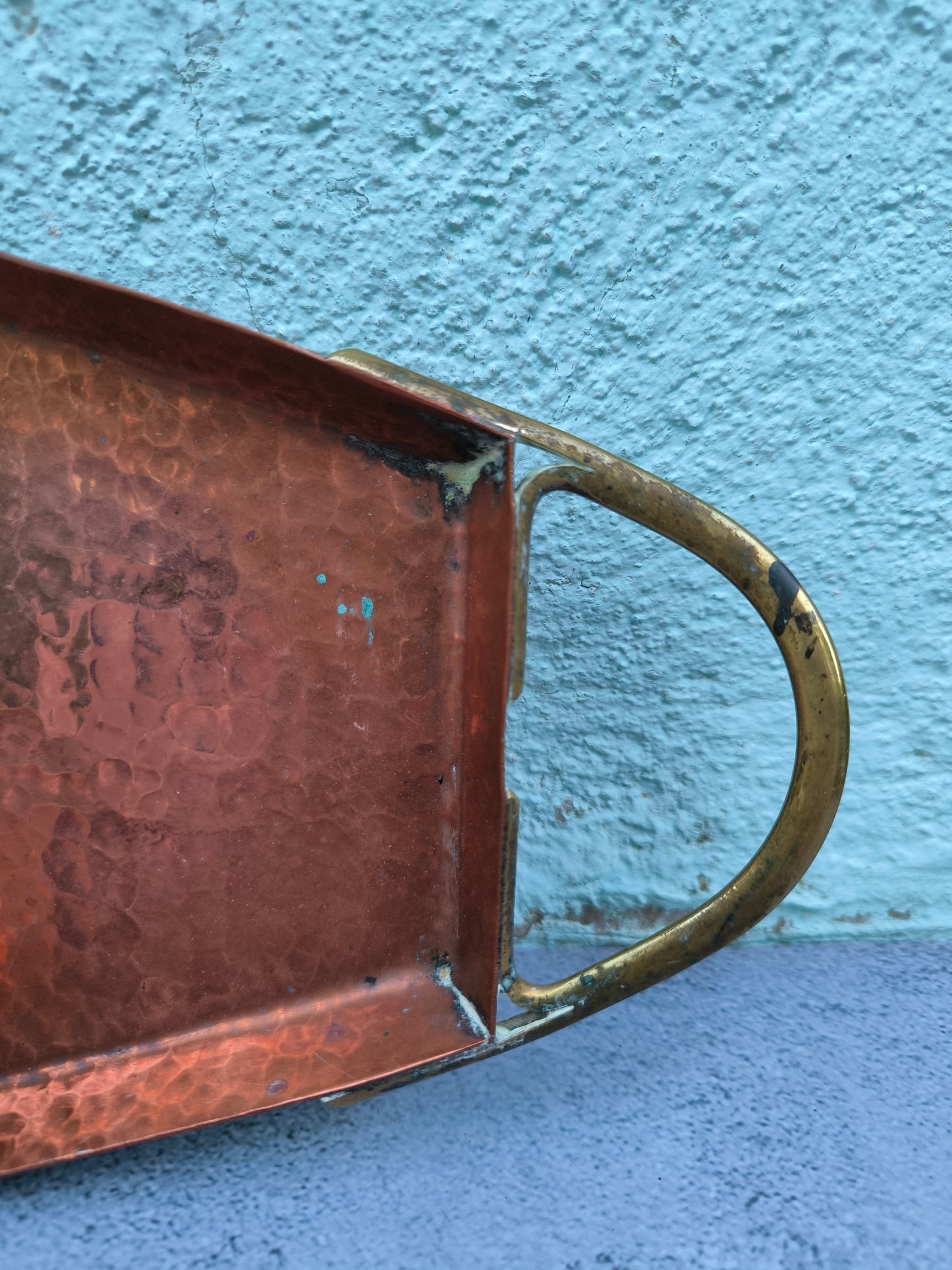Vintage Copper & Brass Coffee / Tea Set with Tray, Mid Century Copperware, Decorative Copper Serving Set