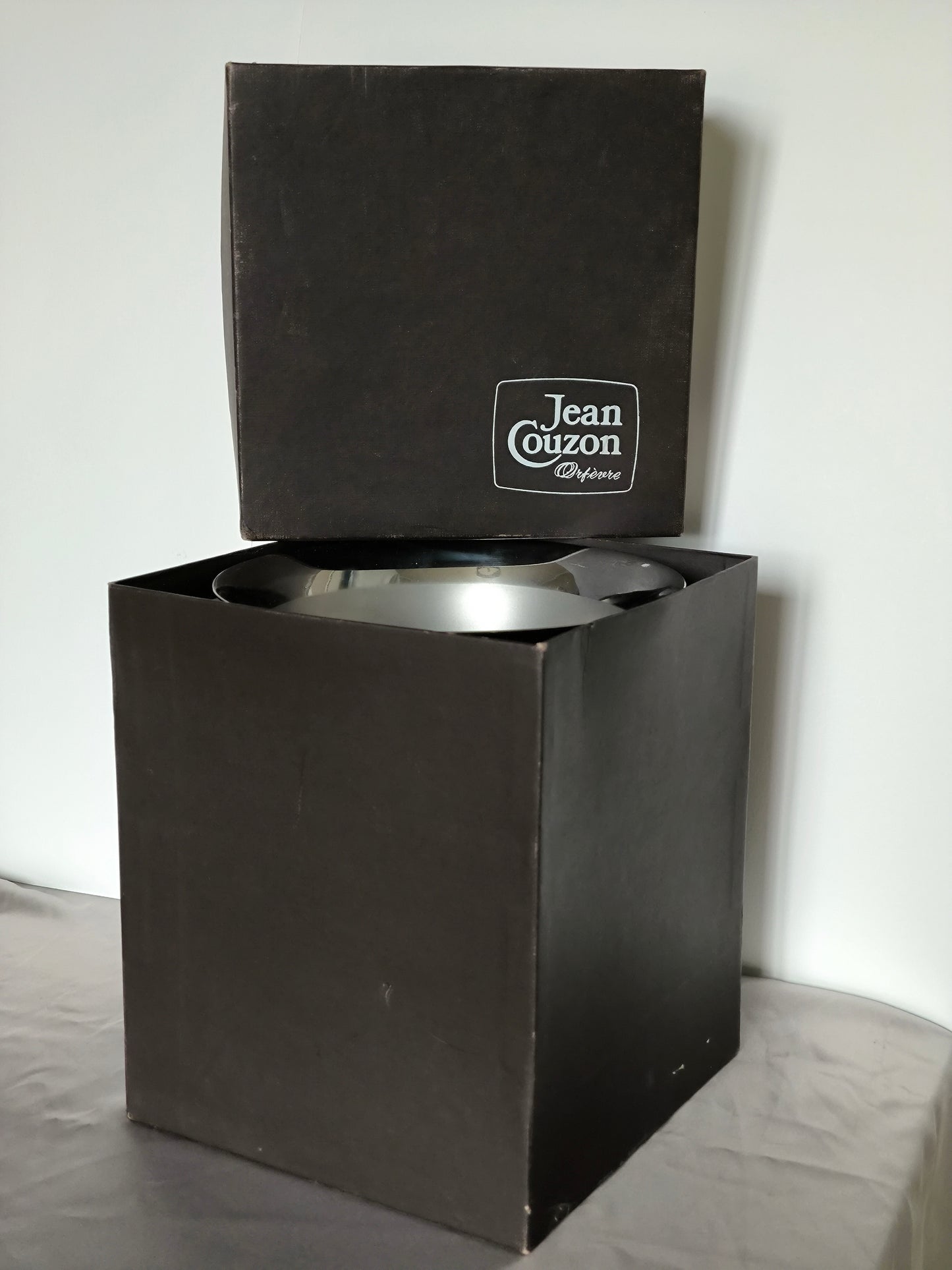 Vintage Jean Couzon "Président" Champagne Bucket with Original Box, Unused French Orfèvrerie Ice Bucket, 18/10 Stainless Steel