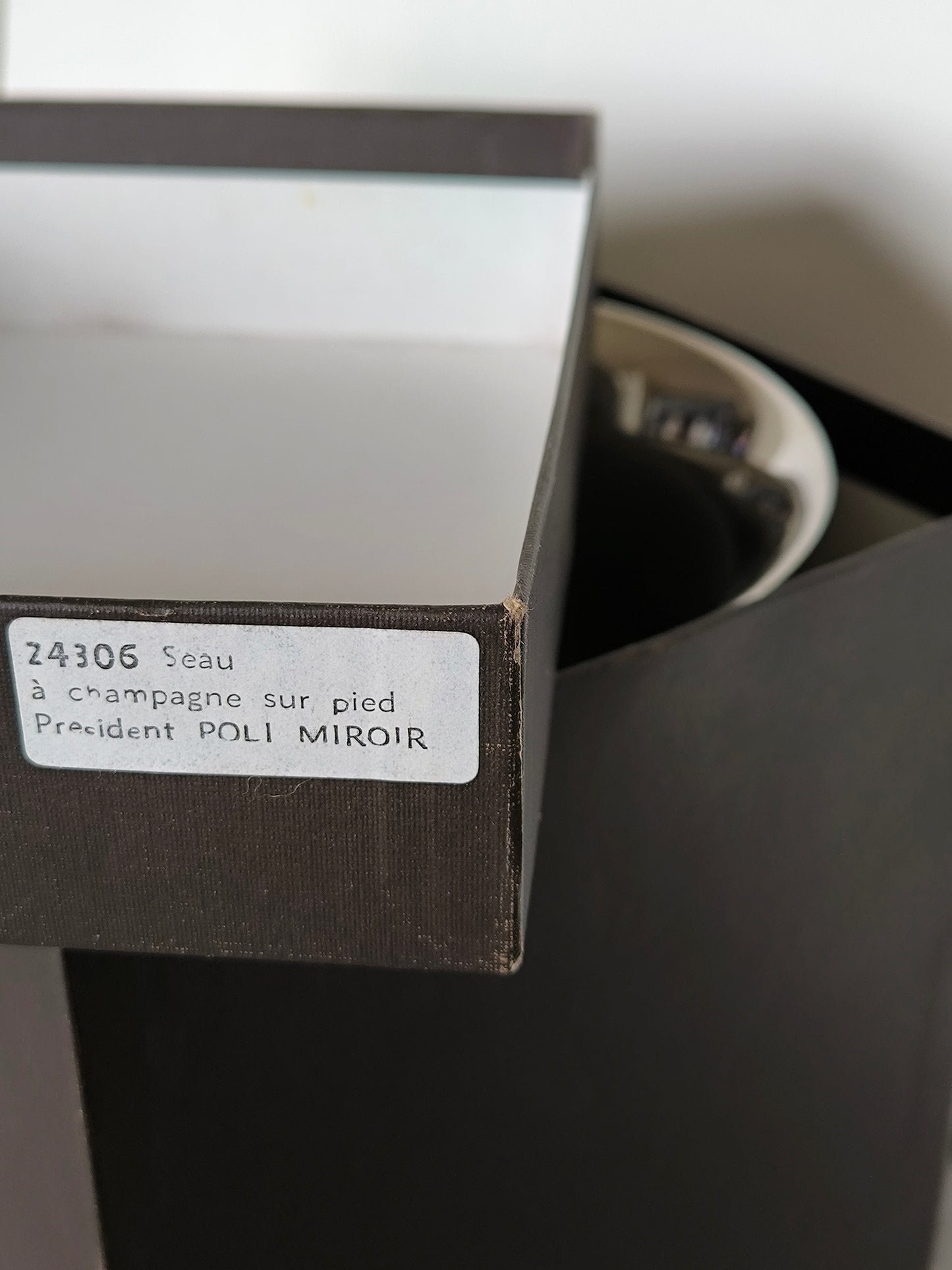 Vintage Jean Couzon "Président" Champagne Bucket with Original Box, Unused French Orfèvrerie Ice Bucket, 18/10 Stainless Steel