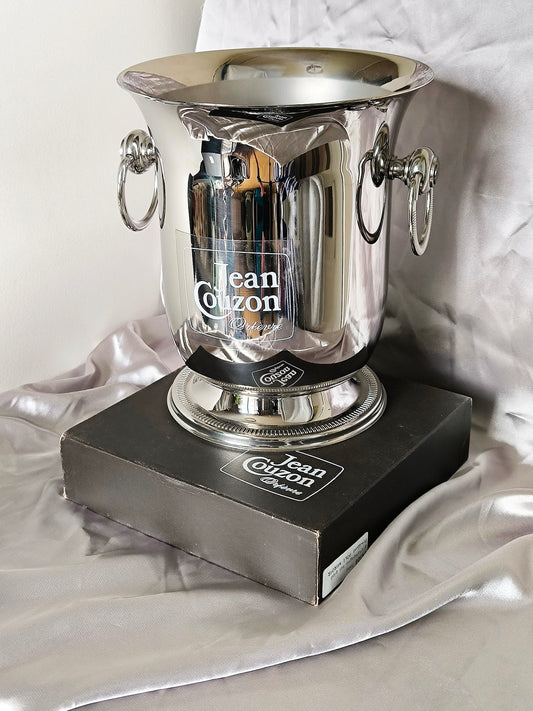 Vintage Jean Couzon "Président" Champagne Bucket with Original Box, Unused French Orfèvrerie Ice Bucket, 18/10 Stainless Steel