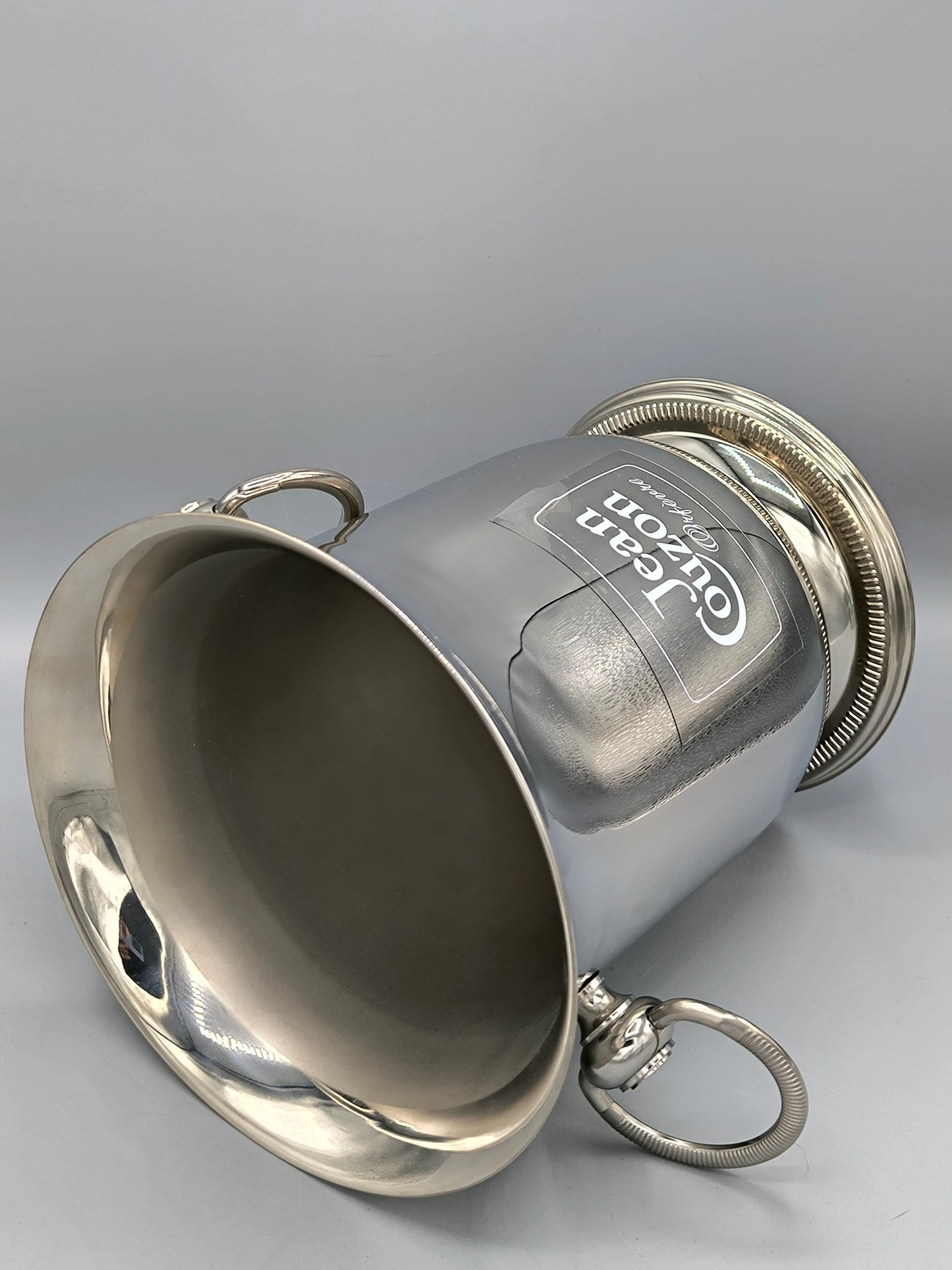 Vintage Jean Couzon "Président" Champagne Bucket with Original Box, Unused French Orfèvrerie Ice Bucket, 18/10 Stainless Steel