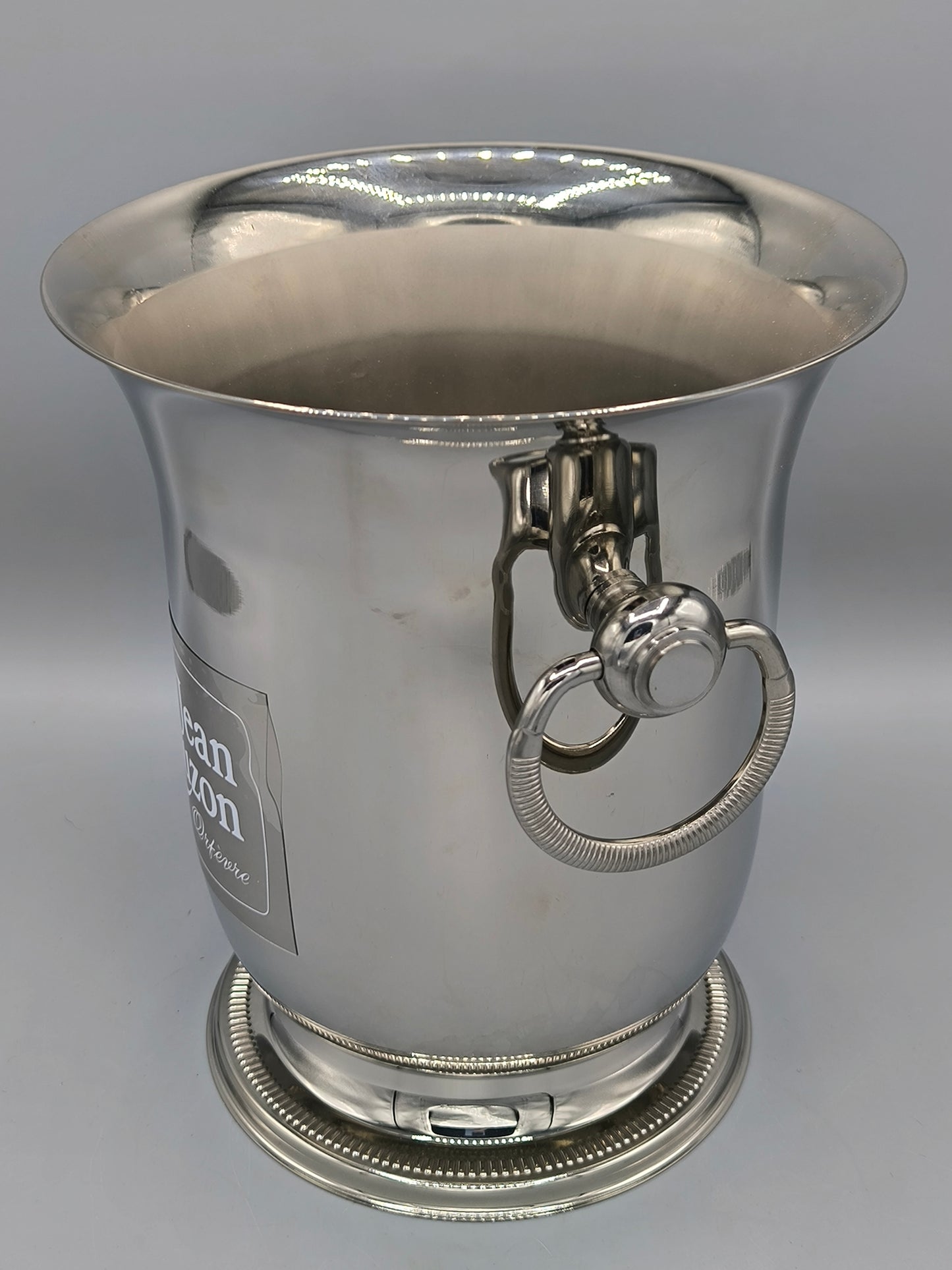 Vintage Jean Couzon "Président" Champagne Bucket with Original Box, Unused French Orfèvrerie Ice Bucket, 18/10 Stainless Steel