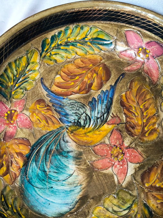 Vintage Art Nouveau Style Decorative Wall Plate/Bowl, Hubert Bequet Quaregnon Belgium, Bird Motif