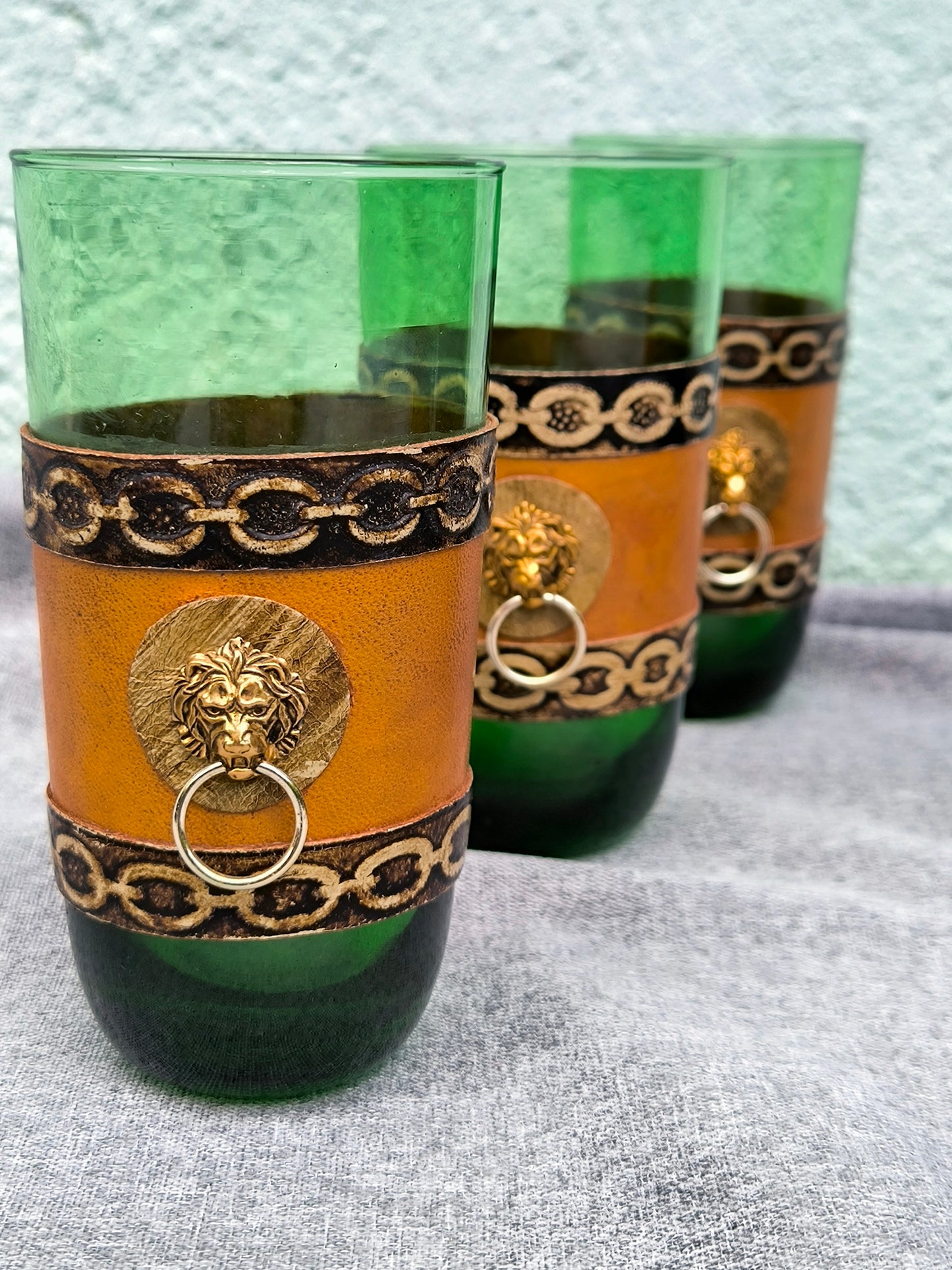 Vintage Empoli Dog Decanter Set – Unusual Сustomized Italian Green Glass Bar Set, 1960s