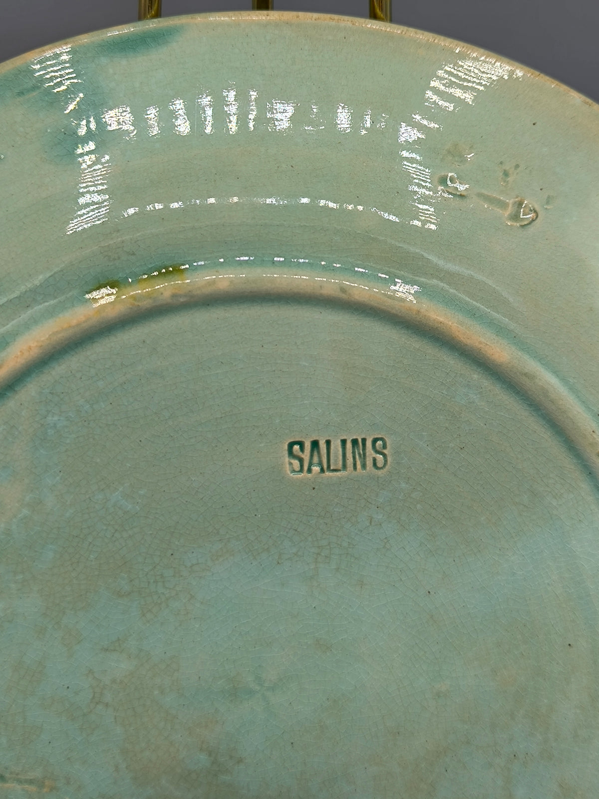 Majolica Decorative Plate with Parrots, Salins France, Art Nouveau Relief Ceramic, c.1890