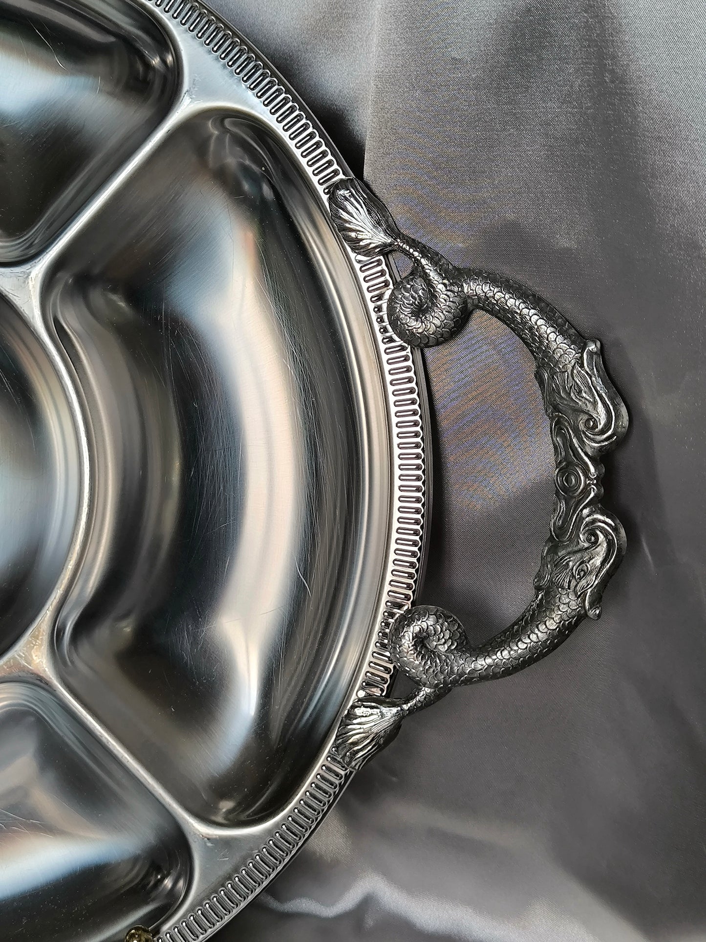Vintage Jean Couzon Cocktail / Appetizer / Relish Tray, Rare French Barware, 18/10 Inox, 1980s