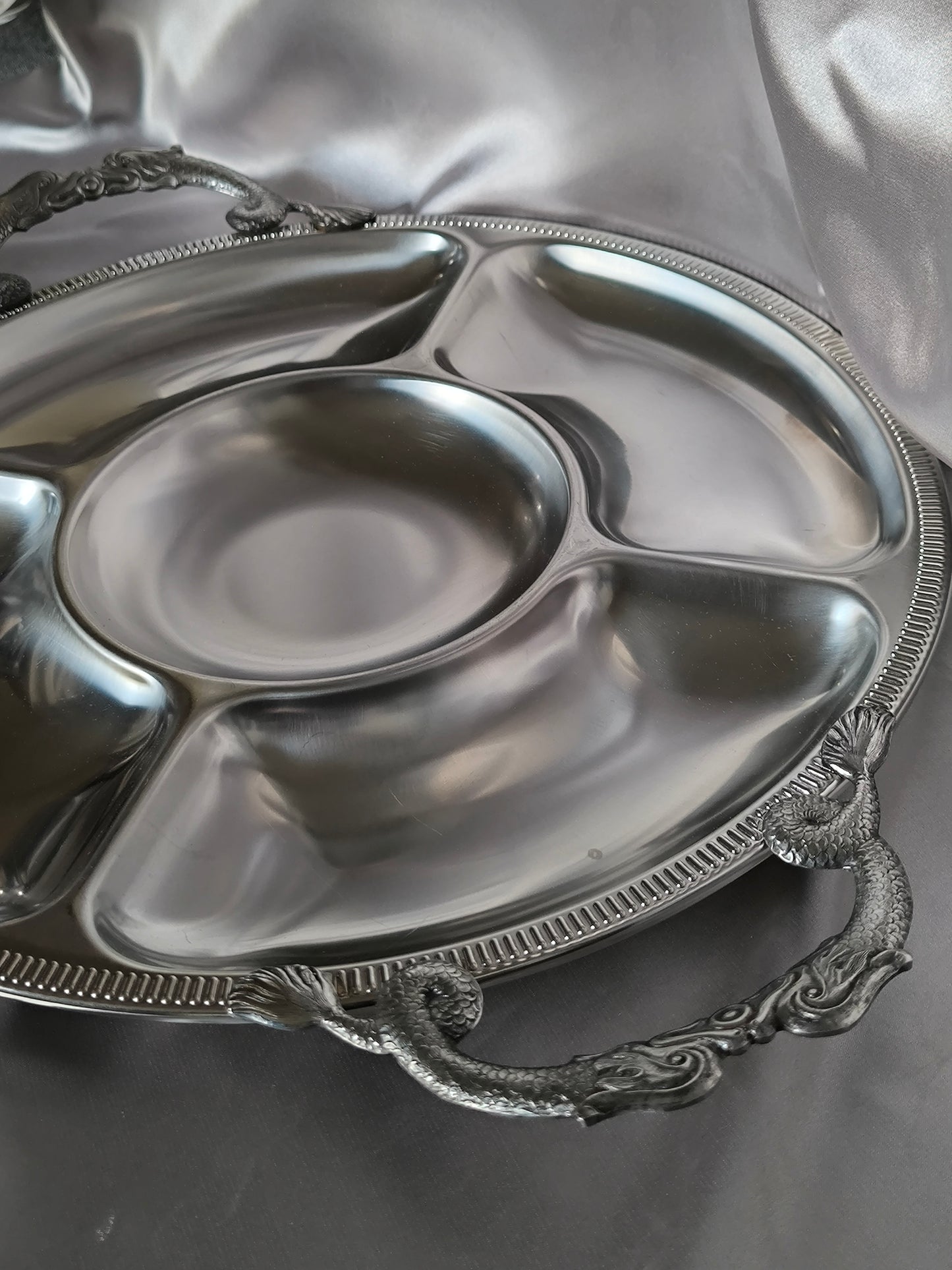 Vintage Jean Couzon Cocktail / Appetizer / Relish Tray, Rare French Barware, 18/10 Inox, 1980s