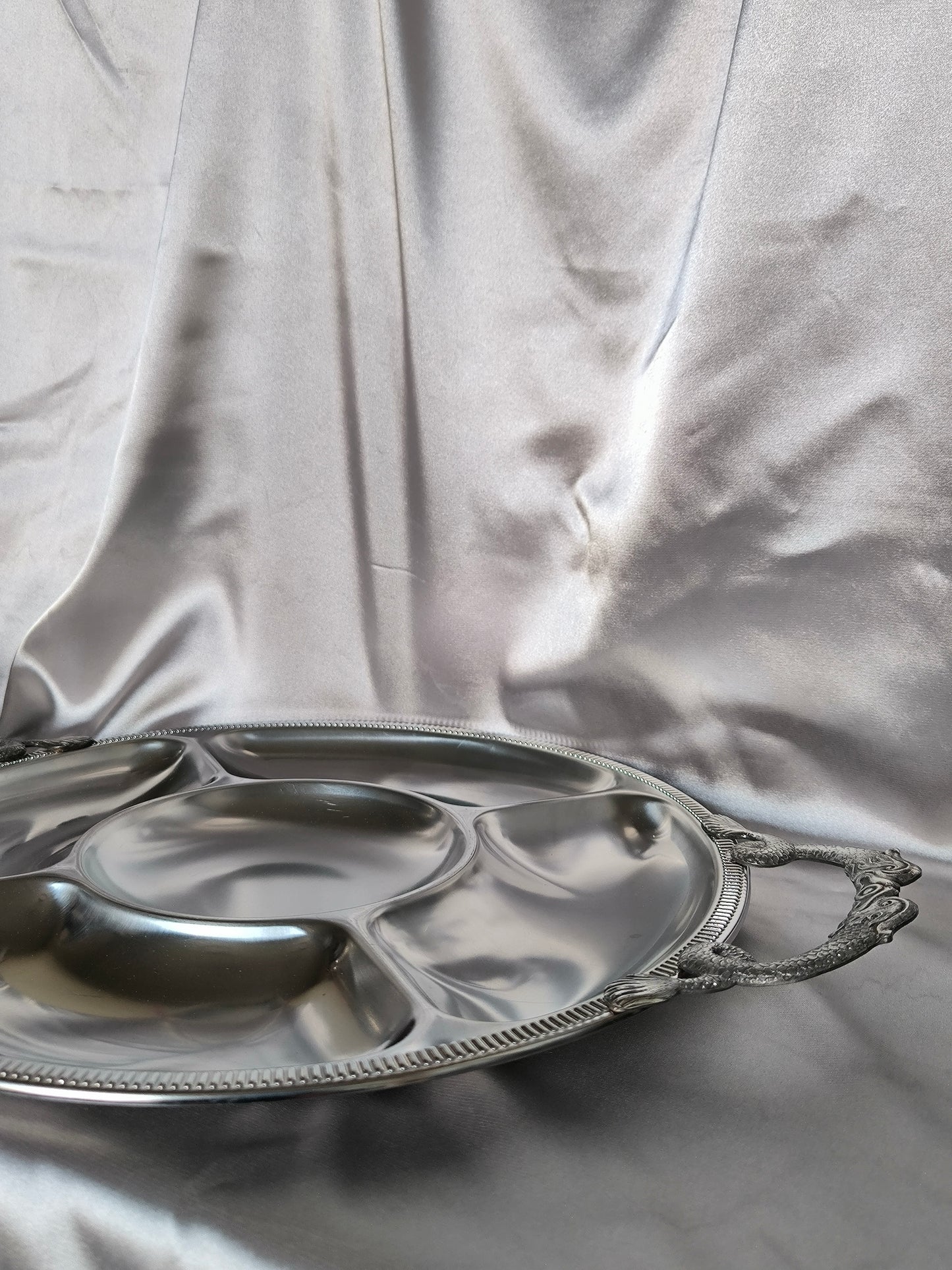 Vintage Jean Couzon Cocktail / Appetizer / Relish Tray, Rare French Barware, 18/10 Inox, 1980s