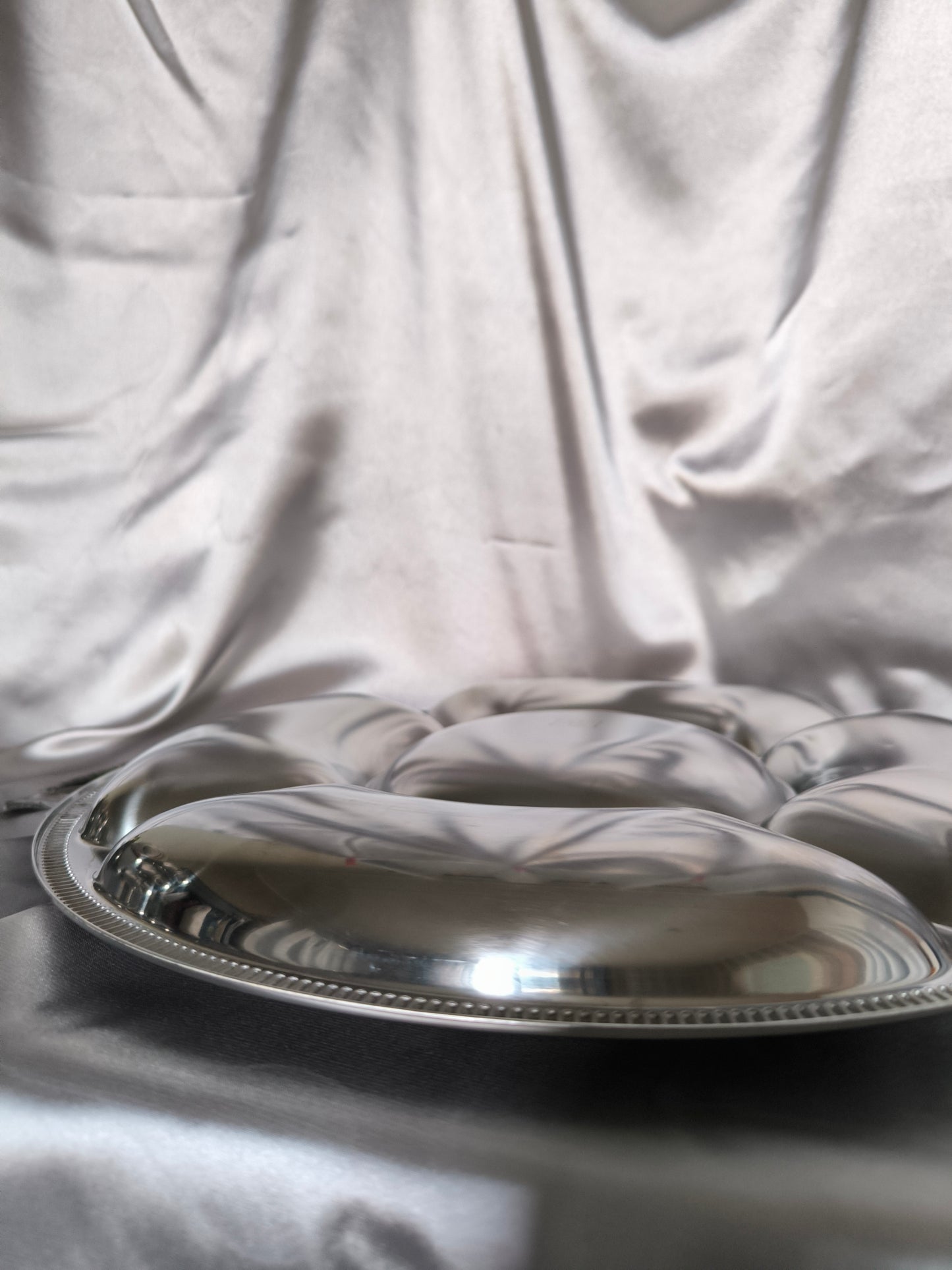 Vintage Jean Couzon Cocktail / Appetizer / Relish Tray, Rare French Barware, 18/10 Inox, 1980s