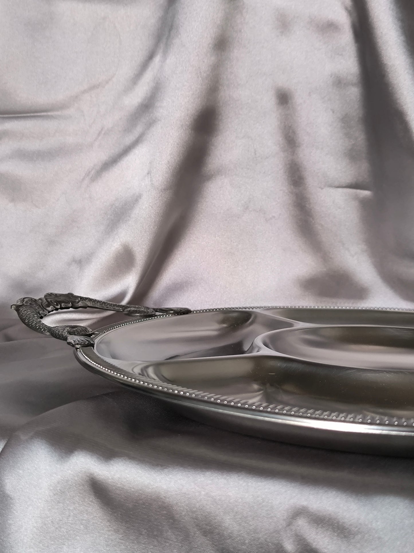 Vintage Jean Couzon Cocktail / Appetizer / Relish Tray, Rare French Barware, 18/10 Inox, 1980s