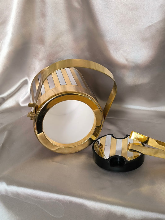 Vintage Erhard Ice Bucket 1970s, Gold & Silver Barware, Disco Era Cocktail Decor, German Hollywood Regency Style