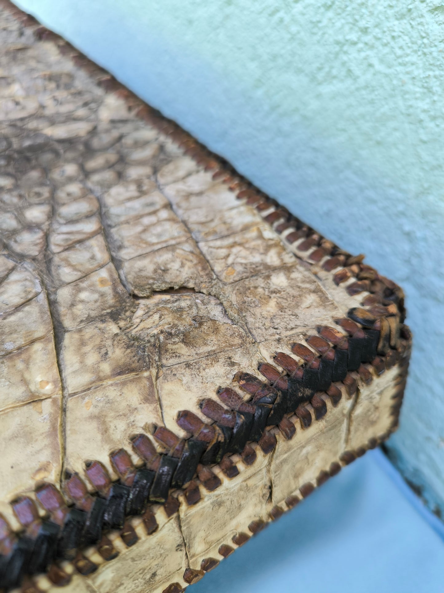 Antique Crocodile Suitcase, 1930s Art Deco Travel Case, Rare Colonial Decor