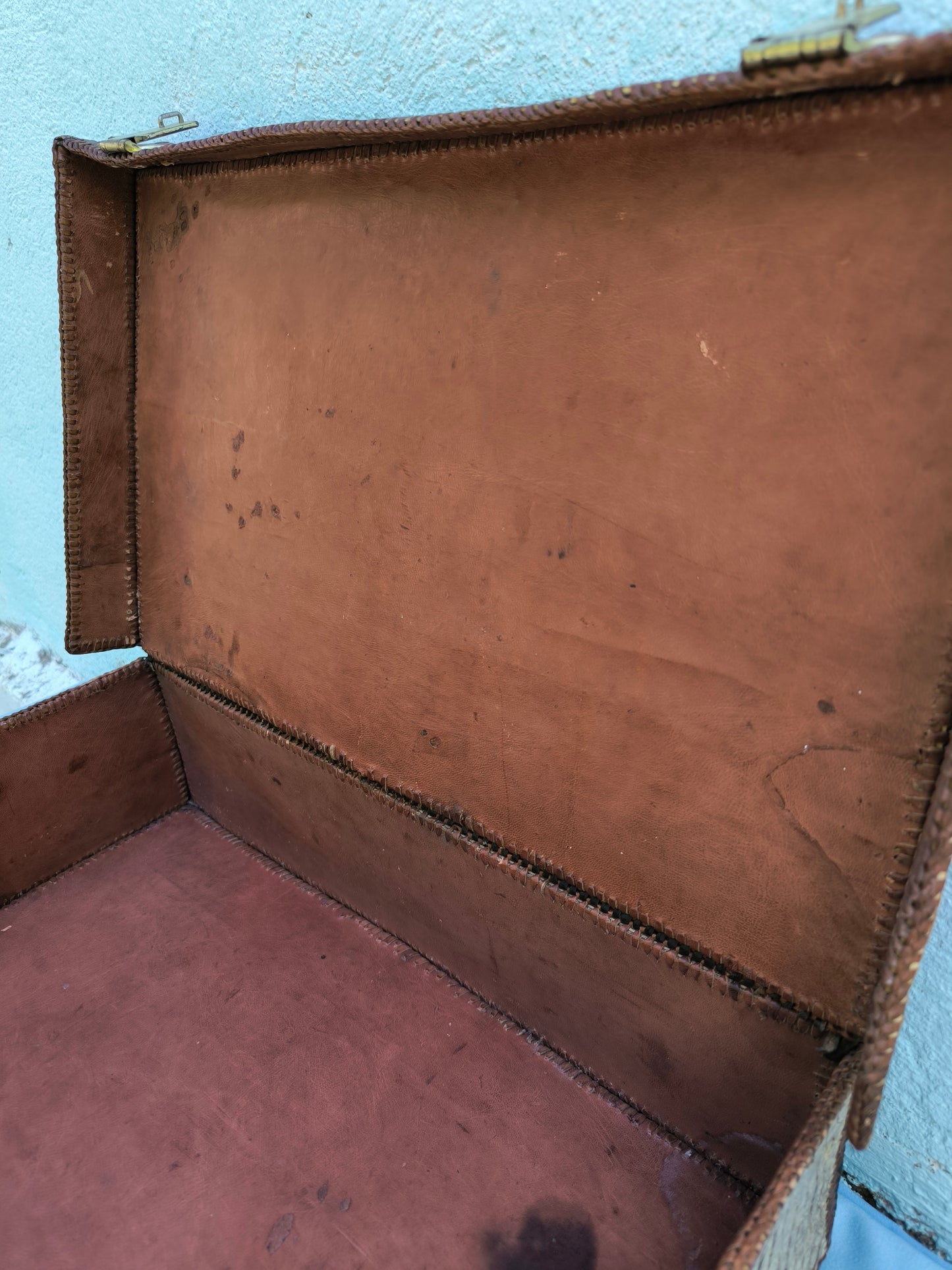 Antique Crocodile Suitcase, 1930s Art Deco Travel Case, Rare Colonial Decor