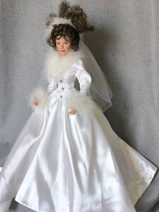 Vintage Porcelain Bride Doll, Ashton-Drake Limited Numbered Edition 1996, in a Victorian Wedding Dress