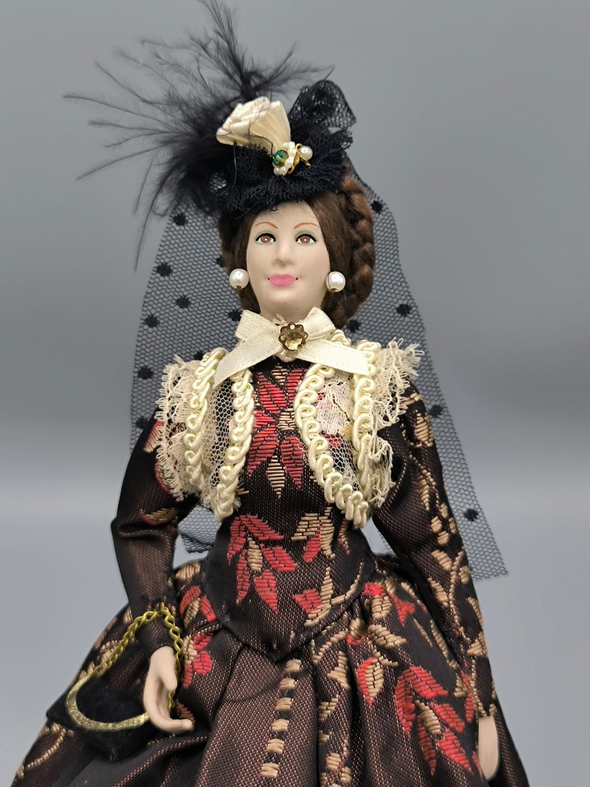Vintage Marin Chiclana "Anastasia" XIX Century in Dark Brown Dress, Historical Series Rare Collector Doll